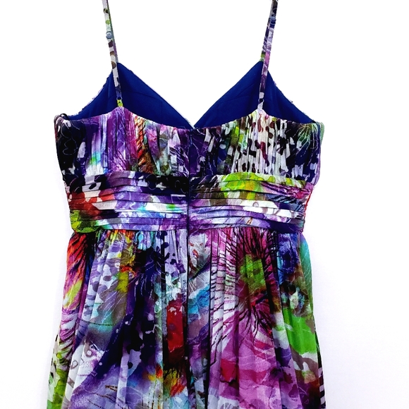 Dcode 1.8 Multicolor Abstract Tulle Ruched Sleeveless Maxidress - Picture 14 of 17